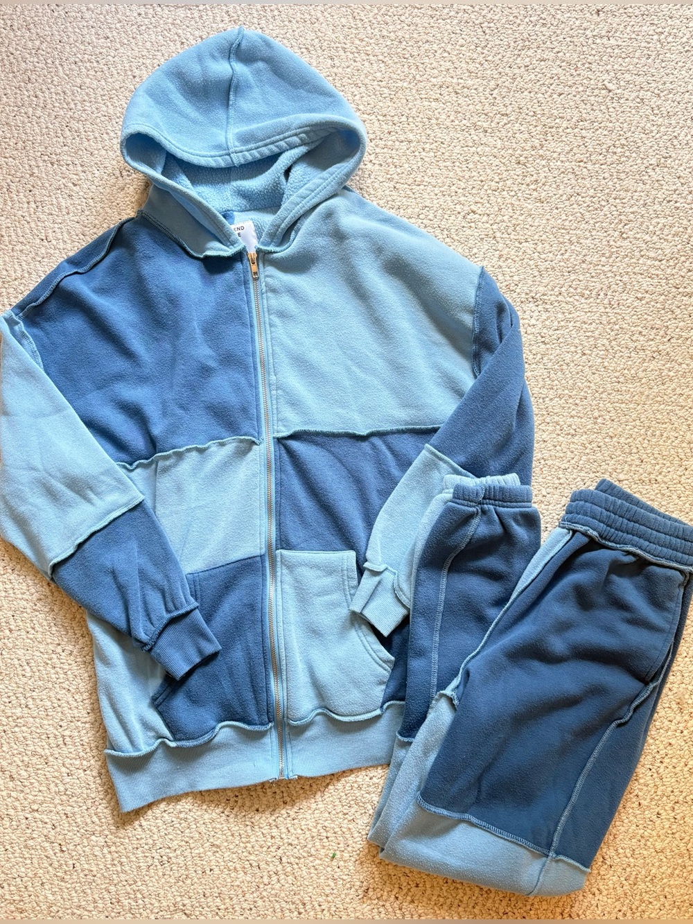 rue21 Blue Patchwork Fleece Set | Cozy Hoodie & Sweatpants